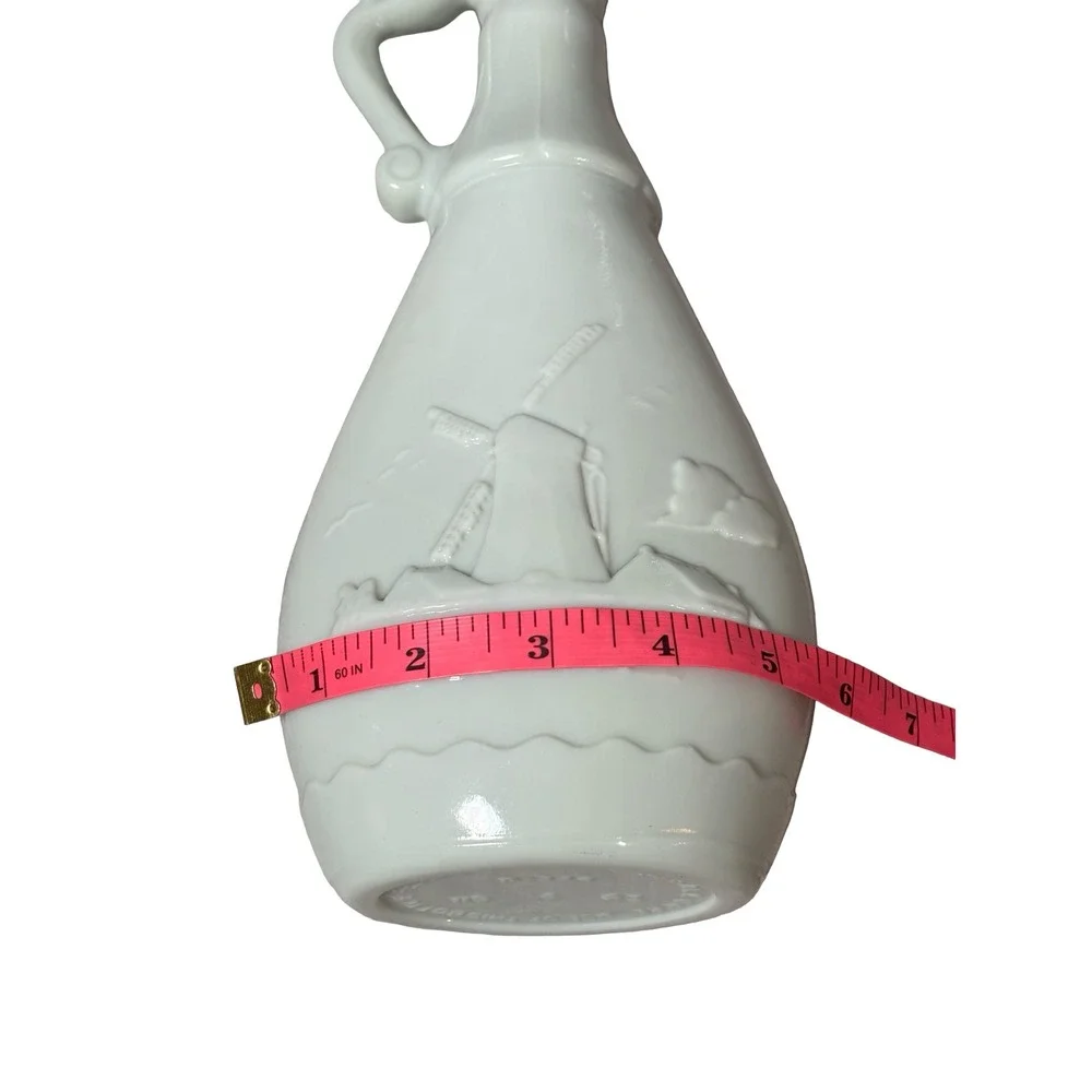 Vintage Milk Glass Nautical Decanter Sailboat Windmill Coastal Decor